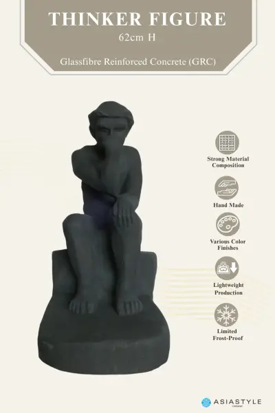Product image of the product “Thinker Figure, 62cm Height | GRC (Glassfibre Reinforced Concrete), Bronze Finish ”
